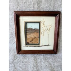 Vintage Desert Landscape Wall Art Framed Nature Picture Wood Frame